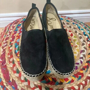 Sam  Edelman black suede platform loafers